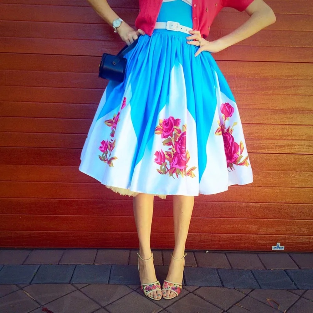 Floral Blue and White Women's Skirt